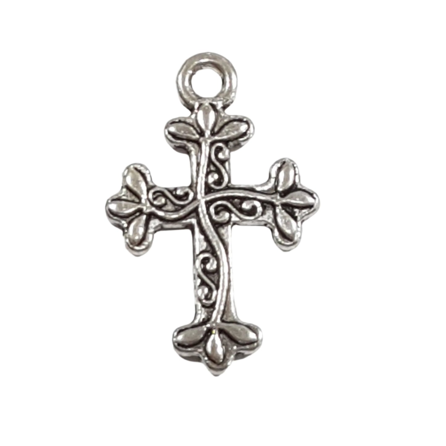 10pc Small Silver Cross Charm Pendants