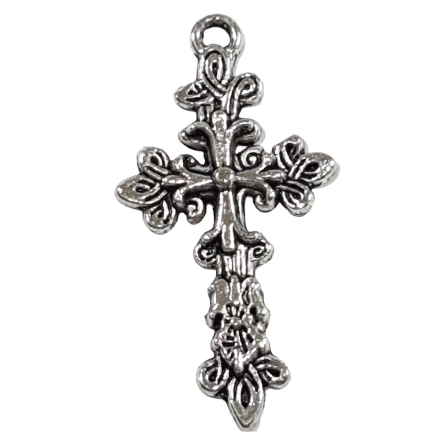 10pc Silver Cross Pendants With Florals