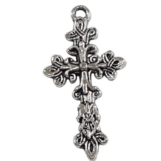 10pc Silver Cross Pendants With Florals