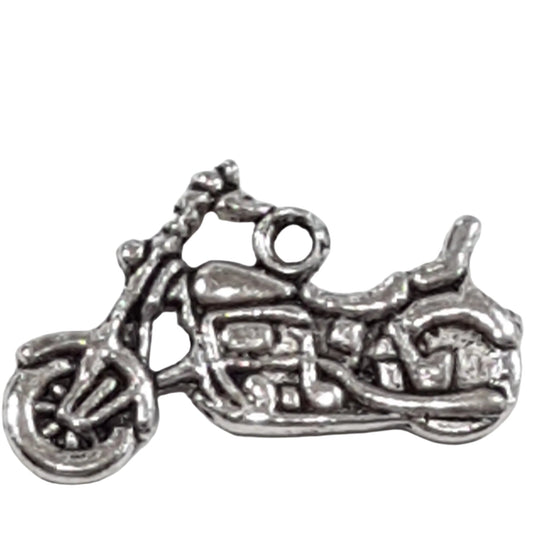 10pc Silver Motor Bike Charm