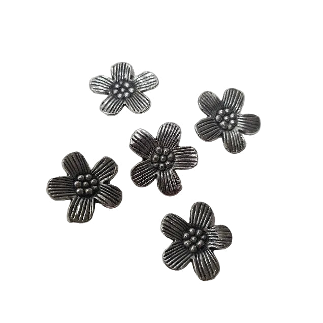 Silver Flower Charm With Stripy Petals