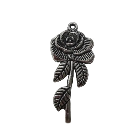 10pc Silver Rose Pendants