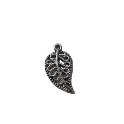 10pc Silver Delicate Leaf Charms