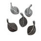 10pc Dark Silver Leaf Charms