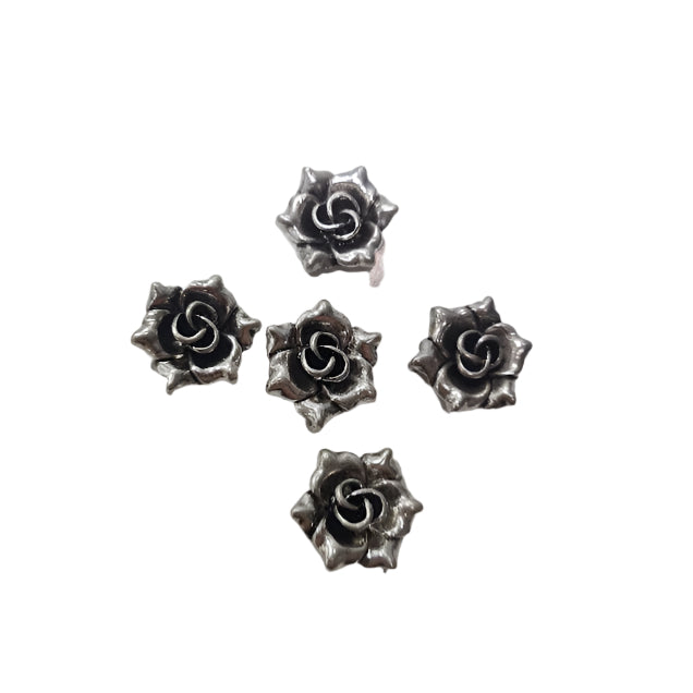 10pc Dark Silver Flower Charms