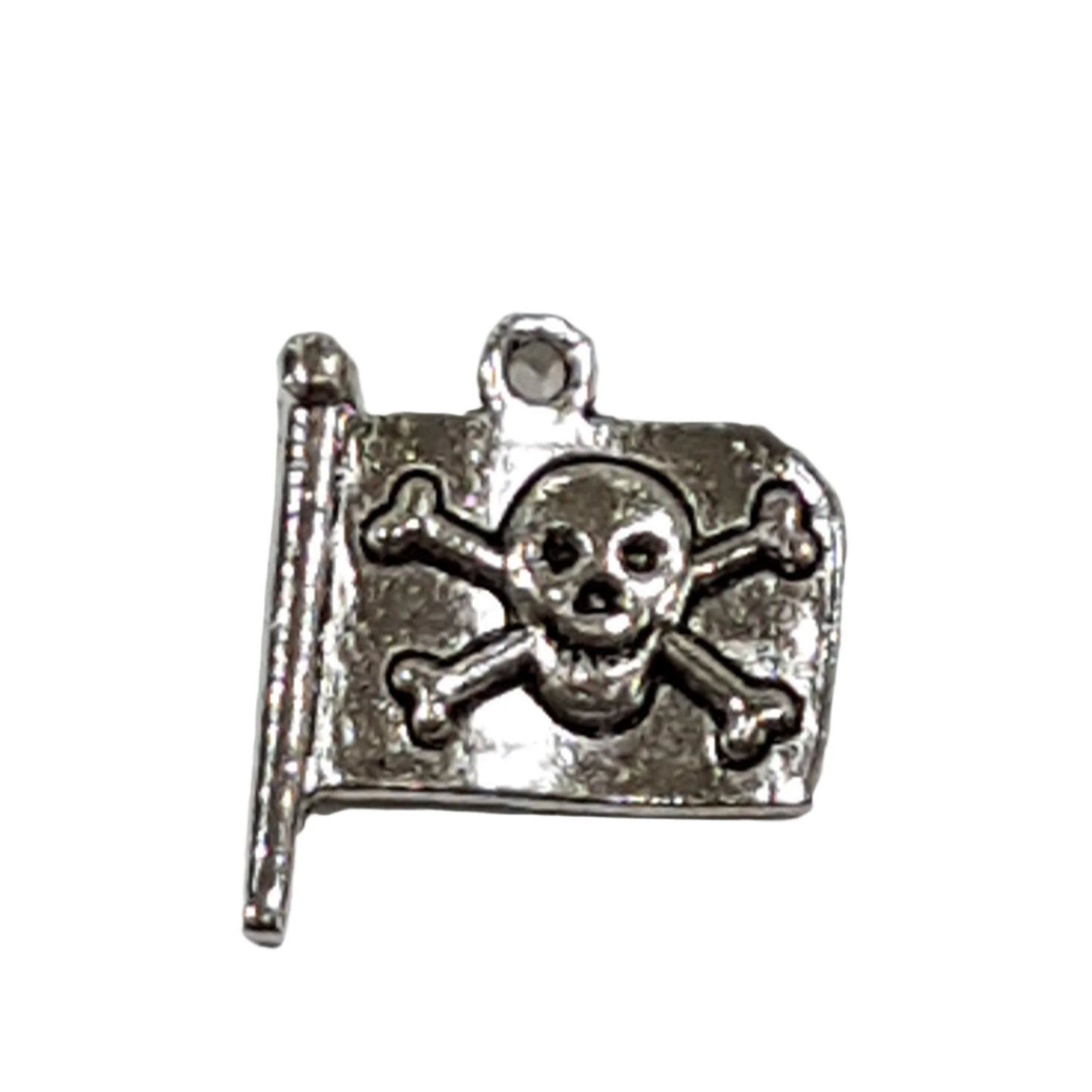 10pc Silver Pirate Flag Charms