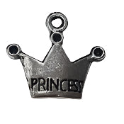 10pc Silver Princess Crown Charms