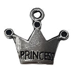 10pc Silver Princess Crown Charms