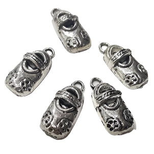 10pc Silver Child's Shoe With Flowers Charm