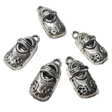 10pc Silver Child's Shoe With Flowers Charm