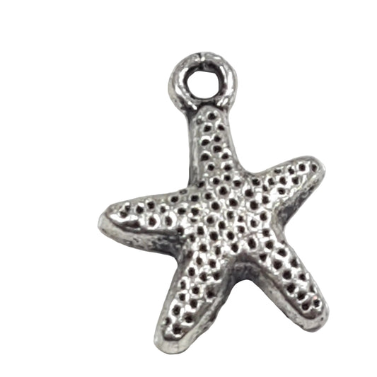 10pc Light Silver Starfish Charms