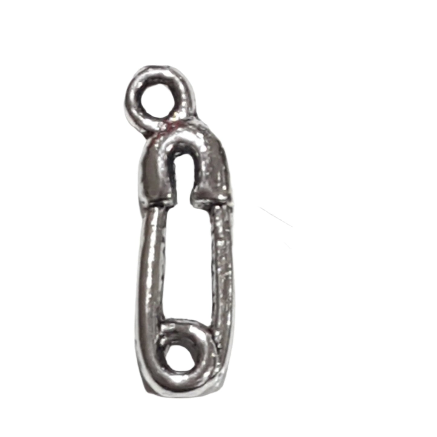 10pc Safety Pin Silver Charms