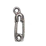 10pc Safety Pin Silver Charms