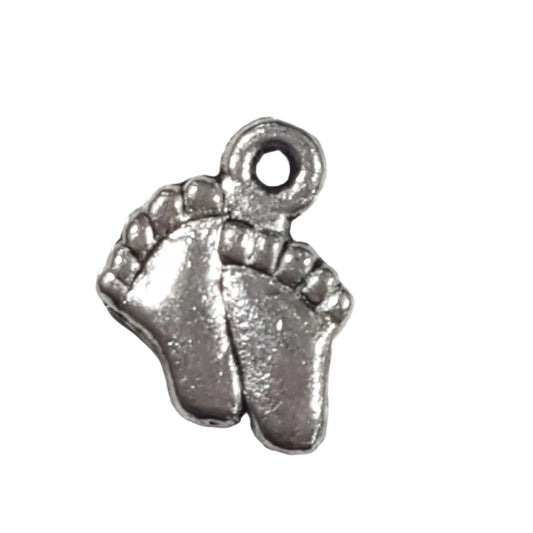 10pc Silver Baby Feet Charms