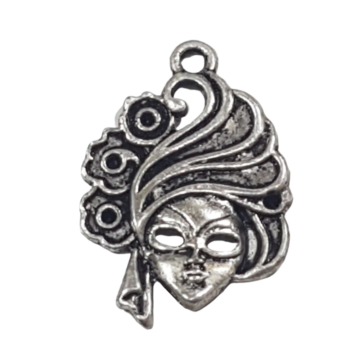 10pc Silver Masquerade Mask Charms