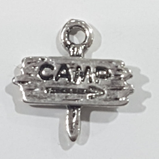 10pc Small Silver Camp Sign Charms
