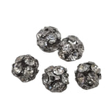 5pc 12mm Silver Rhinestone Ball Beads