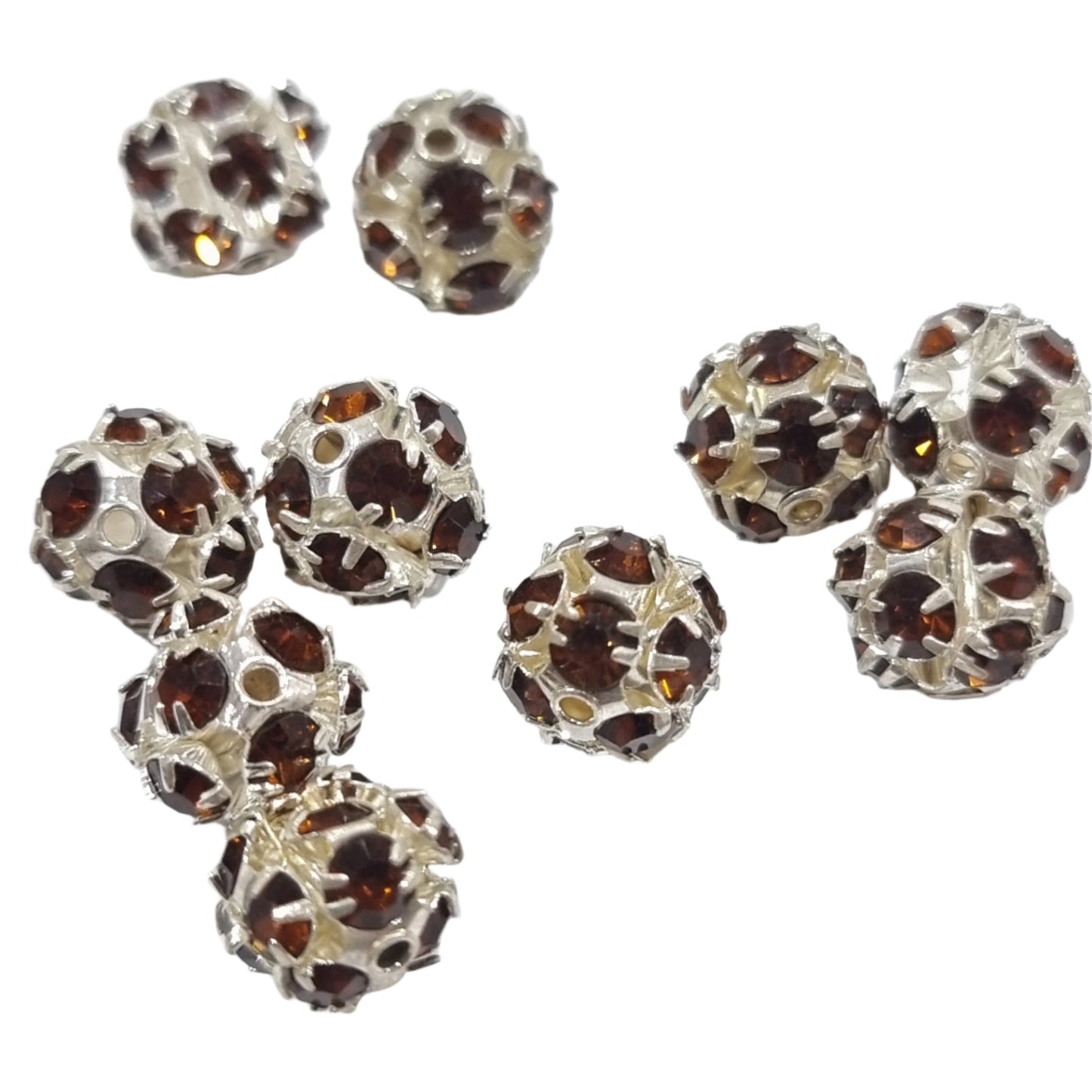 10pc 8mm Topaz Rhinestone Bead