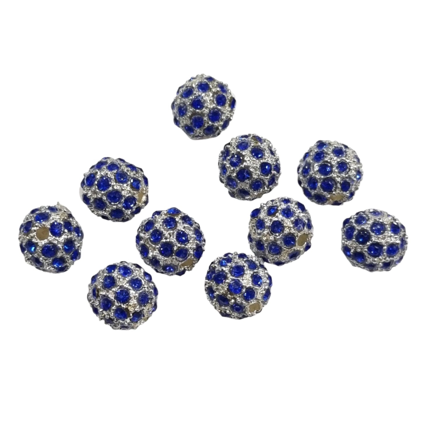 10pc 10mm Blue Rhinestone Beads