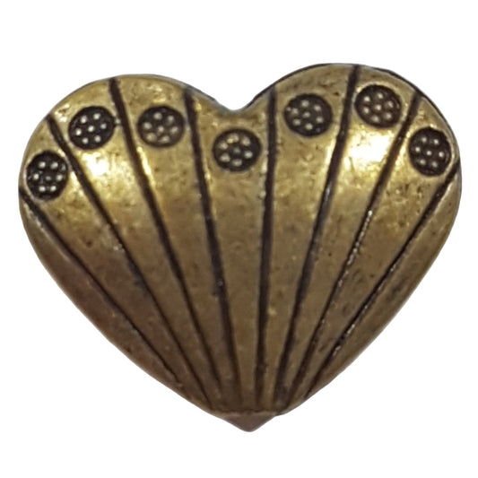 10pc Bronze  Heart Shaped Drop Charms With Stripes & Flowers