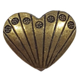 10pc Bronze  Heart Shaped Drop Charms With Stripes & Flowers