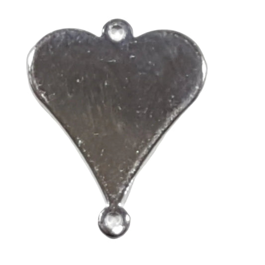 10pc Solid Plain Silver Heart Charms With Link Connectors