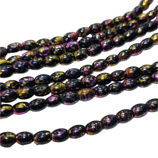 Black Rainbow Painted Glass Beads
