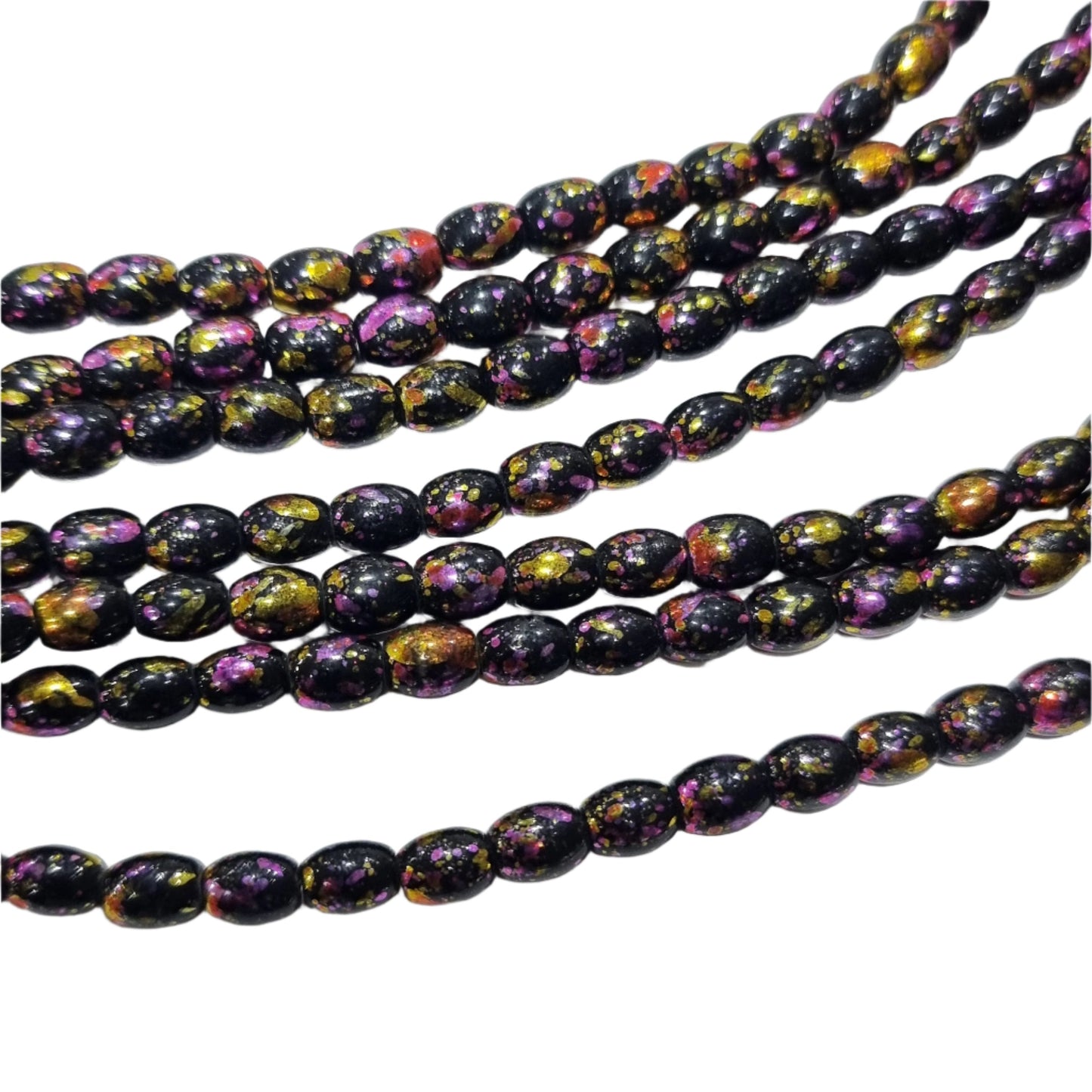 Black Rainbow Painted Glass Beads