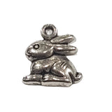 10pc Silver Resting Bunny Charms