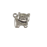 10pc Silver Smiling Kitty Cat Charm