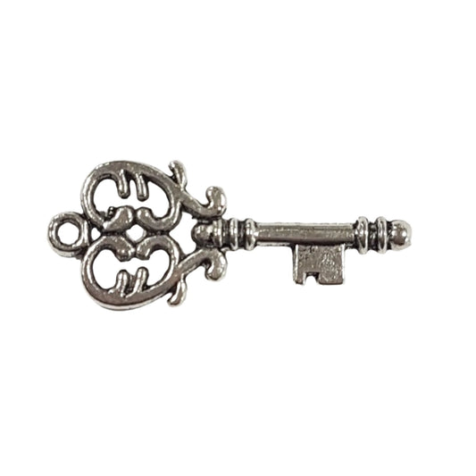 10pc Vintage Style Silver Key Charm Pendants