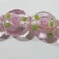 14mm Pink Floral Flat & Round Lampwork Bead