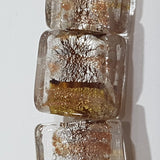 14mm Clear Square Lampwork Bead With Silver & Gold Foil