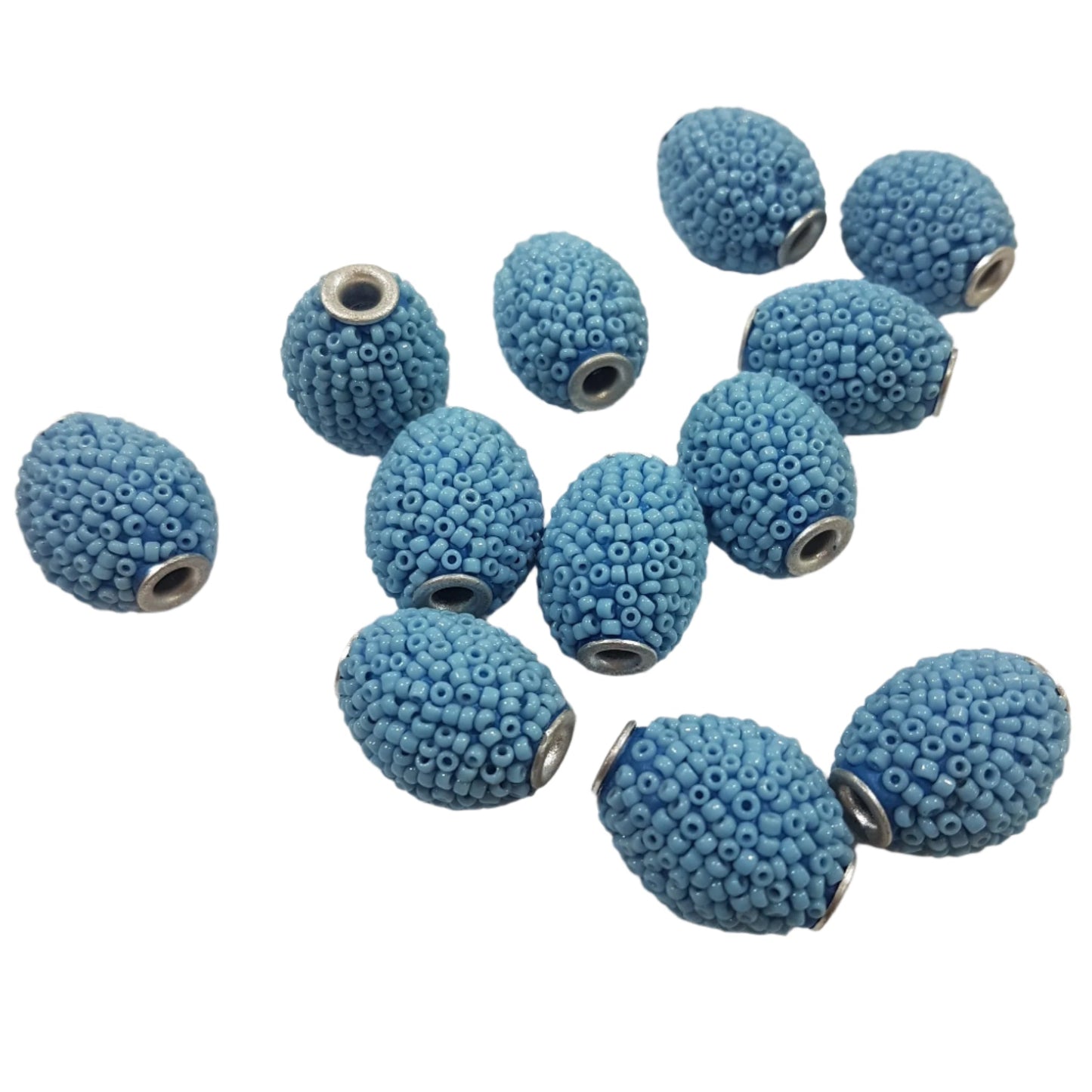 12pc Blue Beaded Kashmiri Beads