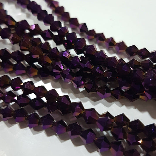 4mm Purple AB Crystal Glass Bicones