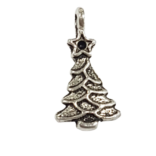 10pc Silver Christmas Tree Charms With Star Topper