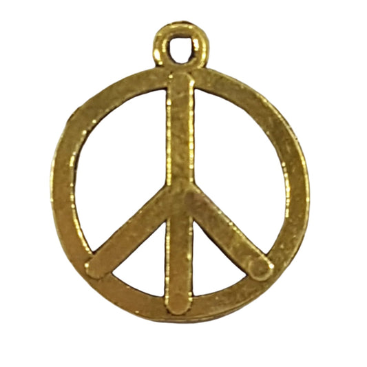 10pc Small Gold Peace Sign Charm Pendants