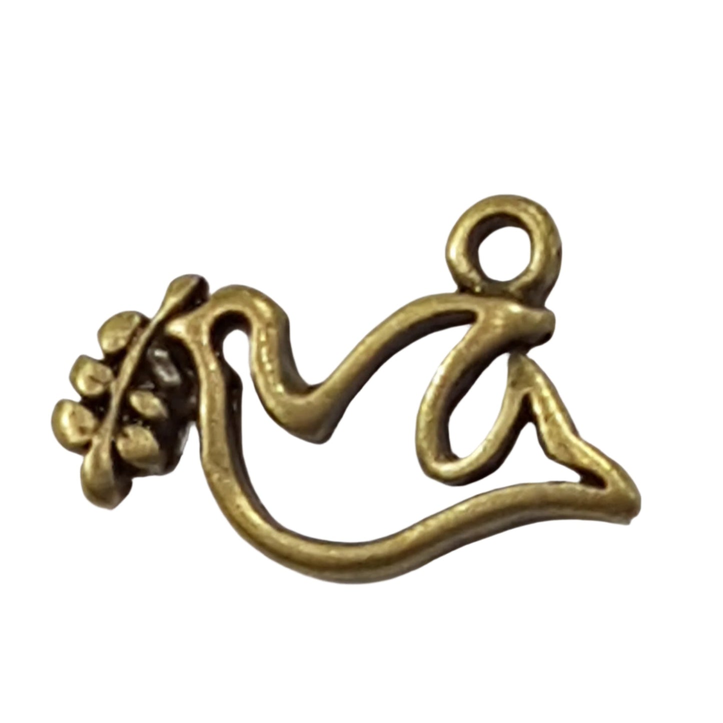 10pc Bronze Dove Charms Holding Berries