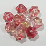 10pc Two Tone Glitter Crimson Glass Flower Beads