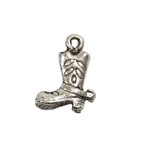 10pc Silver Small Cowboy Boot Charms