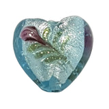 1pc 20mm Blue Floral Heart Bead