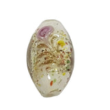 25mm Oval White Floral Bead