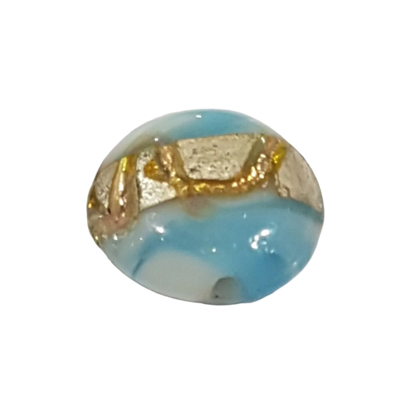 8pc Blue, White & Gold Swirl Lampwork Bead