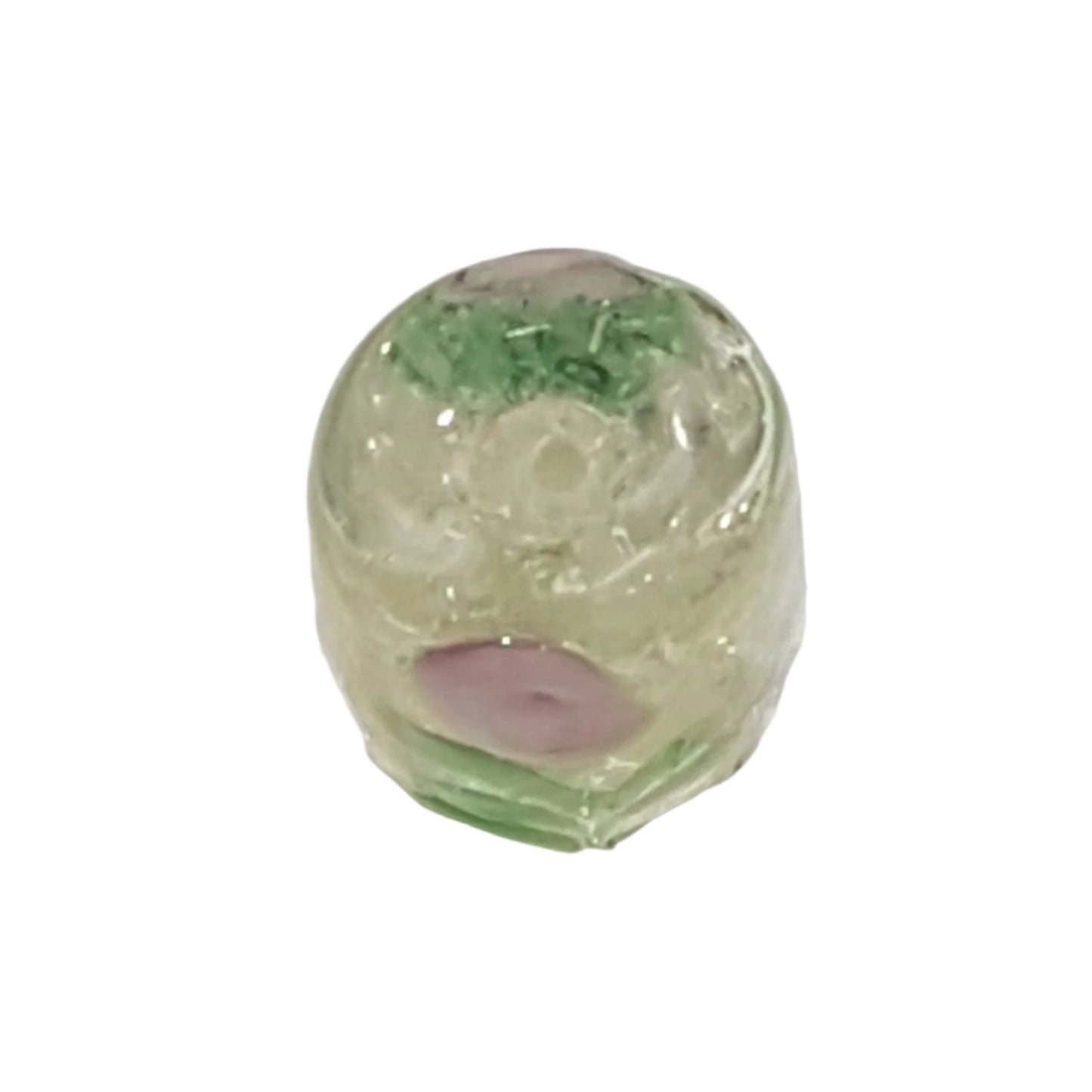 15mm Floral & Gold Column Lampwork Bead