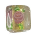 10mm Floral & Gold Lampwork Sq. Bead