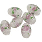 15mm Oval Pink & White Floral Lampwork Bead