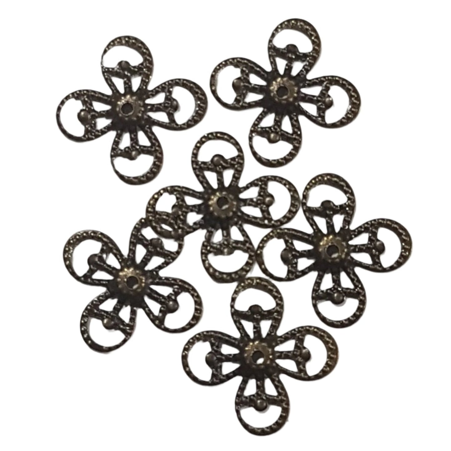 50pc Bronze 4 Petal Bead Caps