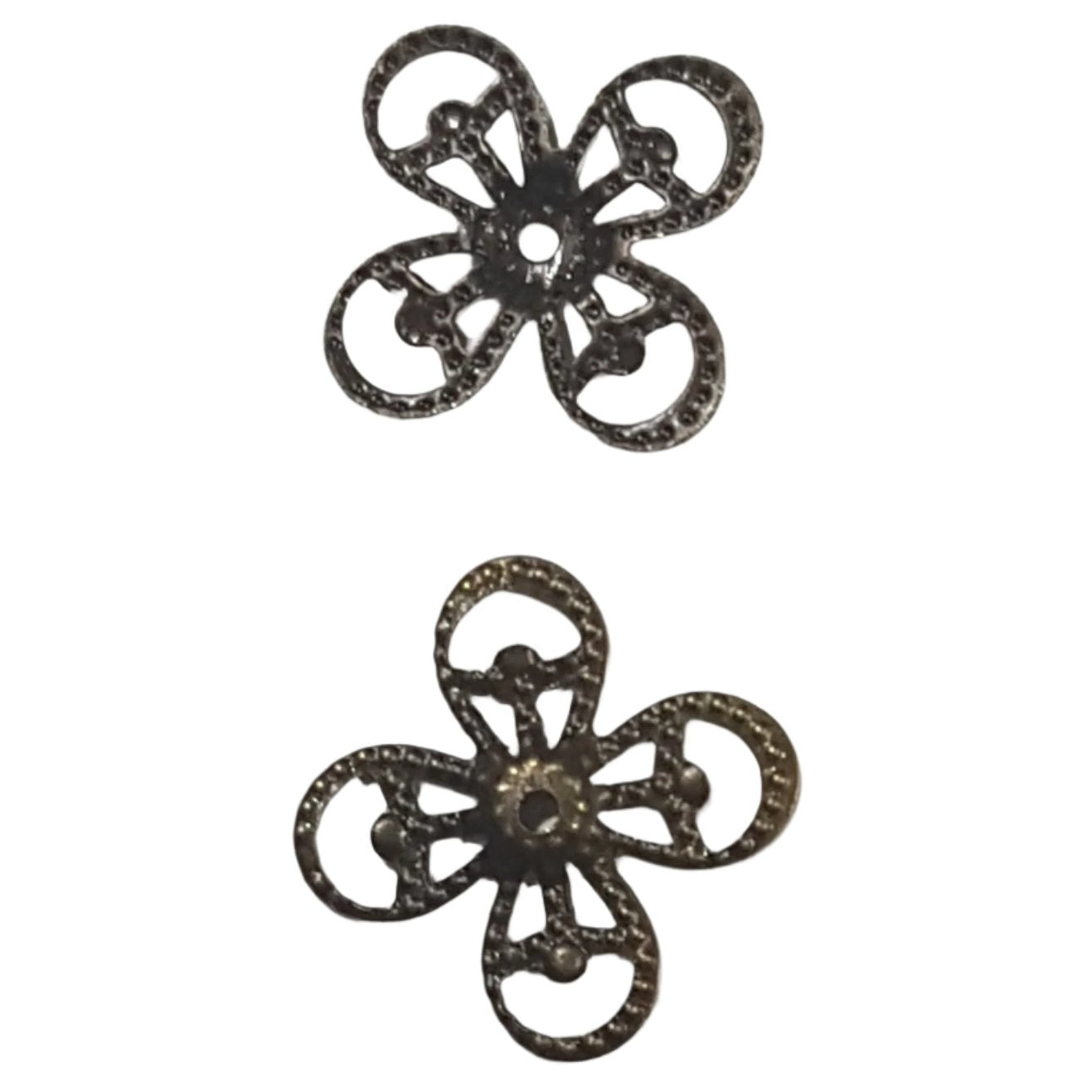 50pc Bronze 4 Petal Bead Caps
