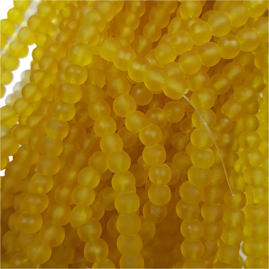 6mm Yellow Frosted Glass Beads