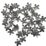 50pc Antique Silver 5 Petal Bead Caps